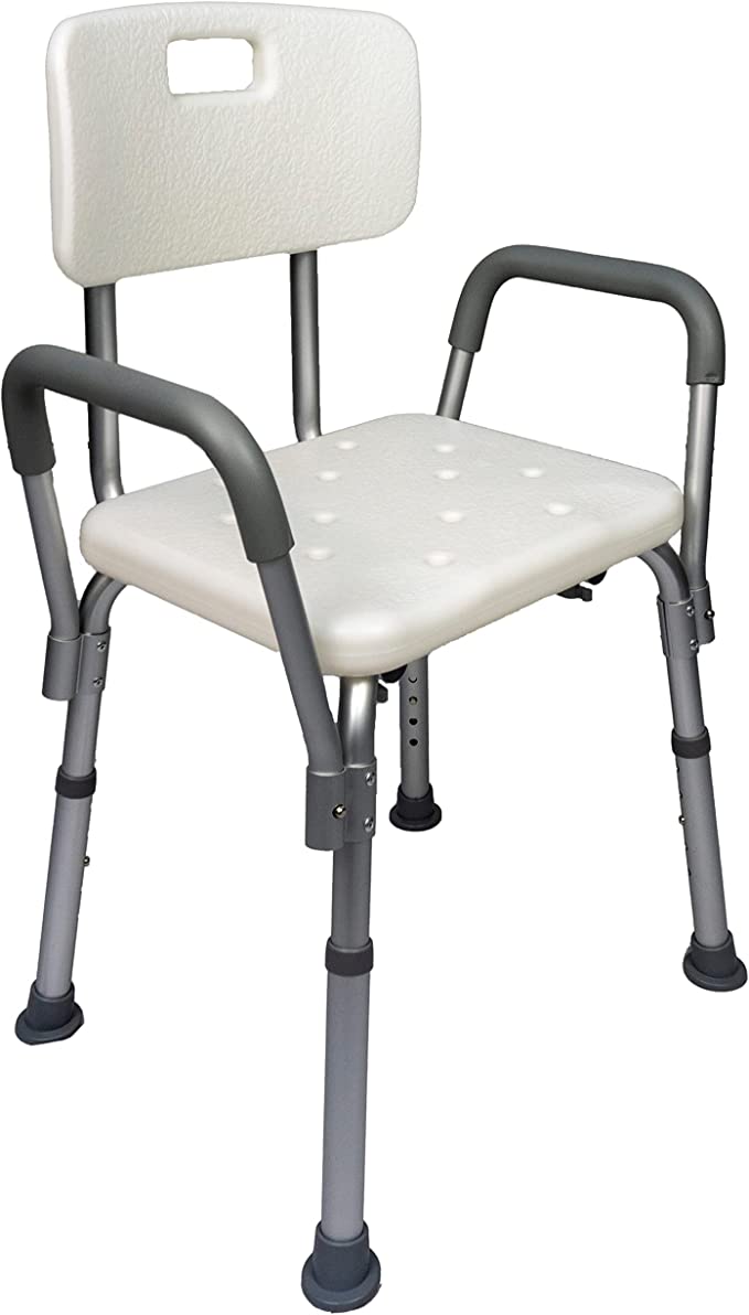 Rehamo Shower Chair Stool with Arms, Adjustable Shower Stool